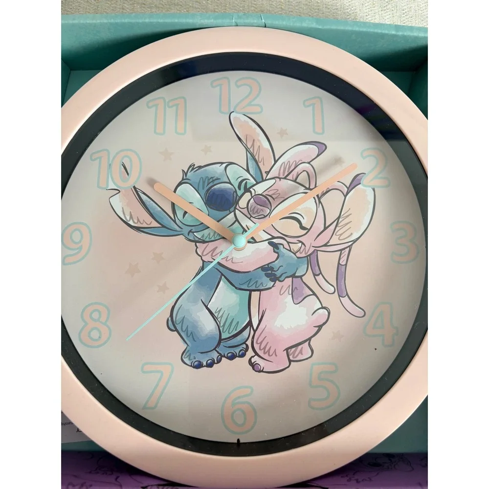 Disney Stitch Wall Clock 10in Pink New Stitch and Angel You Light‎ Up My World